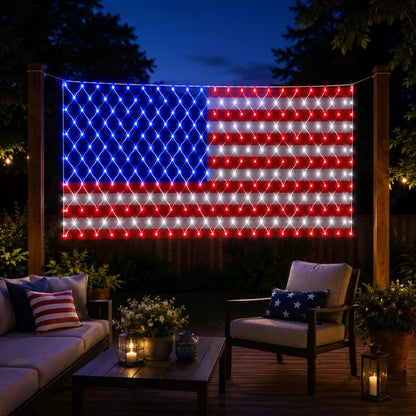 🎉🎉Let Freedom Glow: Premium All-Weather Solar American Flag Lights.🔥Engineered with military-grade waterproofing to withstand rain, snow, and storm—zero electricity bills, pure American pride. -EV1