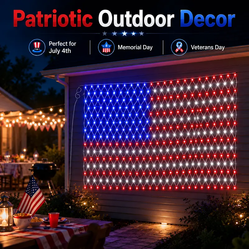🎉🎉Let Freedom Glow: Premium All-Weather Solar American Flag Lights.🔥Engineered with military-grade waterproofing to withstand rain, snow, and storm—zero electricity bills, pure American pride. -EV1