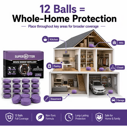 🐭 Natural Pest Repellent Balls (12-Pack) | Mouse, Ant, Spider & Roach Deterrent for Home, Garage & Kitchen-EQ
