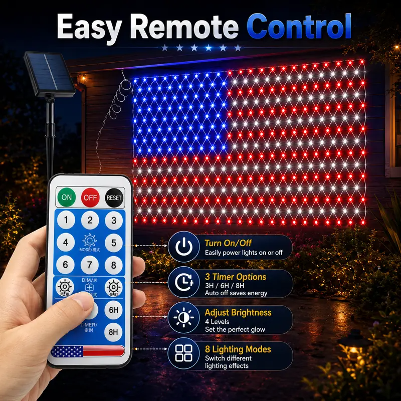 🎉🎉Let Freedom Glow: Premium All-Weather Solar American Flag Lights.🔥Engineered with military-grade waterproofing to withstand rain, snow, and storm—zero electricity bills, pure American pride. -EV1