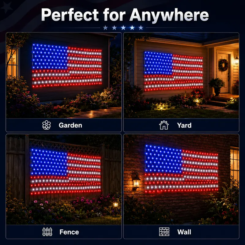 🎉🎉Let Freedom Glow: Premium All-Weather Solar American Flag Lights.🔥Engineered with military-grade waterproofing to withstand rain, snow, and storm—zero electricity bills, pure American pride. -EV1