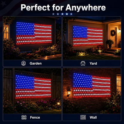 🎉🎉Let Freedom Glow: Premium All-Weather Solar American Flag Lights.🔥Engineered with military-grade waterproofing to withstand rain, snow, and storm—zero electricity bills, pure American pride. -EV1