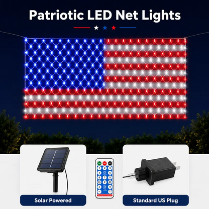 🎉🎉Let Freedom Glow: Premium All-Weather Solar American Flag Lights.🔥Engineered with military-grade waterproofing to withstand rain, snow, and storm—zero electricity bills, pure American pride. -EV1