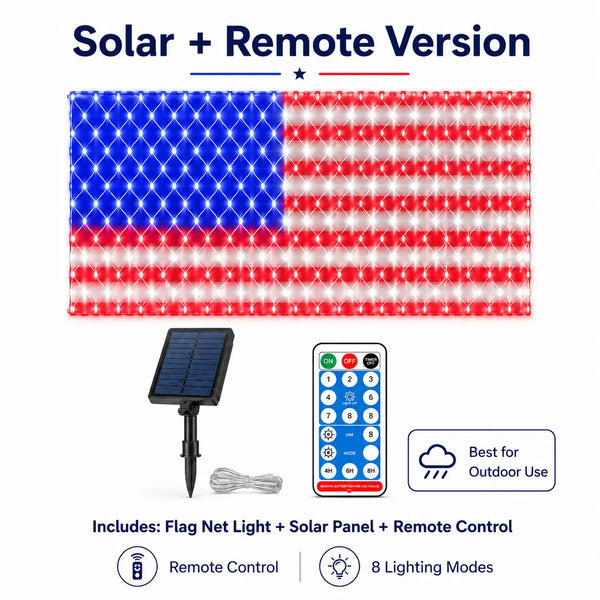 🎉🎉Let Freedom Glow: Premium All-Weather Solar American Flag Lights.🔥Engineered with military-grade waterproofing to withstand rain, snow, and storm—zero electricity bills, pure American pride. -EV1