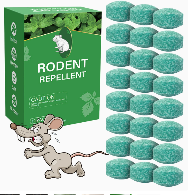 🔥12 Pack Natural Rodent Repellent Balls – Peppermint & Lemon Oil Pest Deterrent for Rats, Mice, Squirrels, Spiders, Indoor & Outdoor Protection🎁-&H